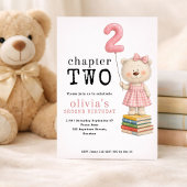 Chapter Two Teddy Bear Book Girl 2nd Birthday Pink 招待状