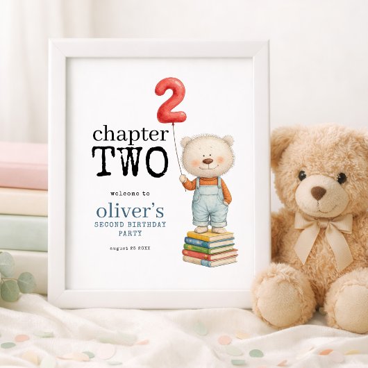 Chapter Two Teddy Bear Books 2歳の誕生日ウェルカム ポスター