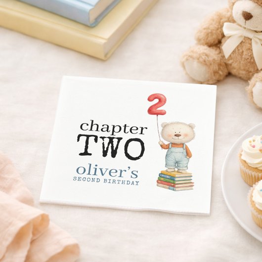 Chapter Two Teddy Bear Books Boy 2nd Birthday スタンダードカクテルナプキン