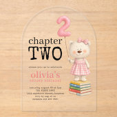 Chapter Two Teddy Bear Books Girl 2nd Birthday アクリル招待状 (正面)
