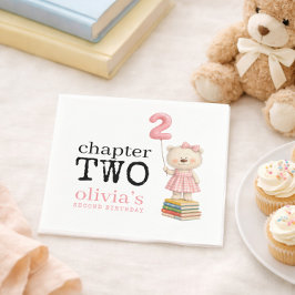 Chapter Two Teddy Bear Books Girl 2nd Birthday スタンダードカクテルナプキン