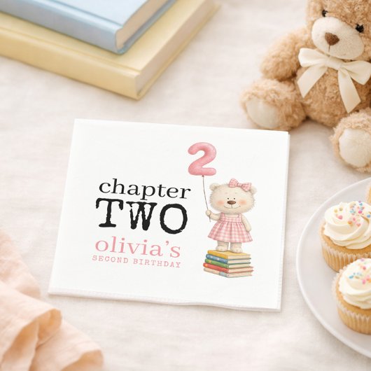 Chapter Two Teddy Bear Books Girl 2nd Birthday スタンダードカクテルナプキン