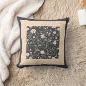 Charcoal and beige floral クッション (ブランケット)