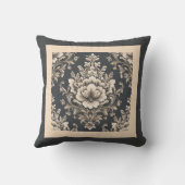 Charcoal and beige floral クッション (裏面)