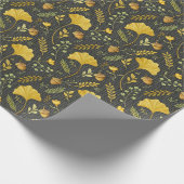 Charcoal and Yellow Fall Gift Wrap Ginkgo Leaves ラッピングペーパー (角)
