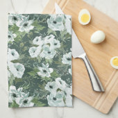 Charcoal Anemones キッチンタオル (四つ折り)