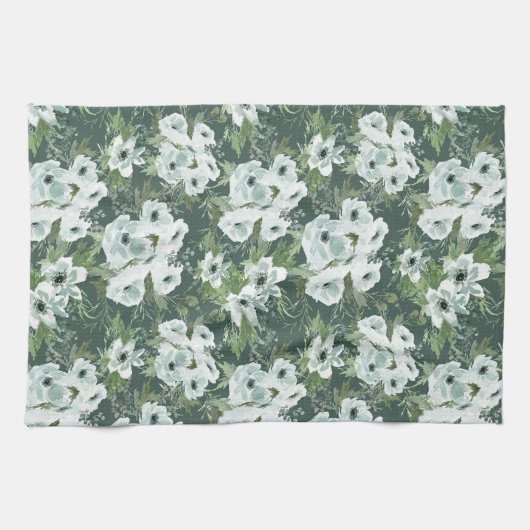 Charcoal Anemones キッチンタオル (横)