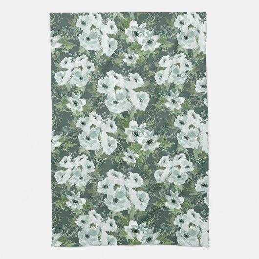 Charcoal Anemones キッチンタオル (縦)