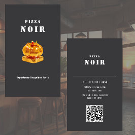 Charcoal Black Pizza Restaurant Chic Modern Shop 名刺