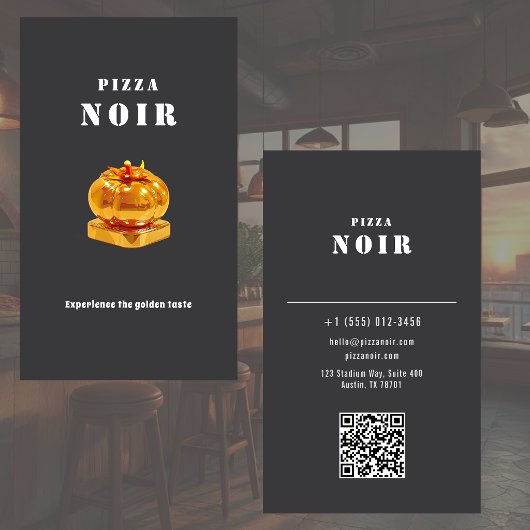 Charcoal Black Pizza Restaurant Chic Modern Shop 名刺