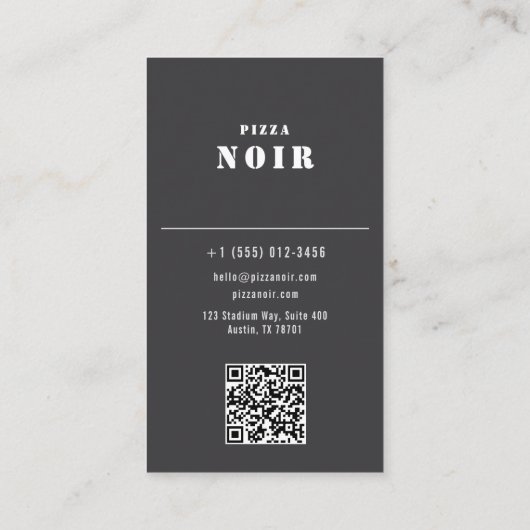 Charcoal Black Pizza Restaurant Chic Modern Shop 名刺 (裏面)