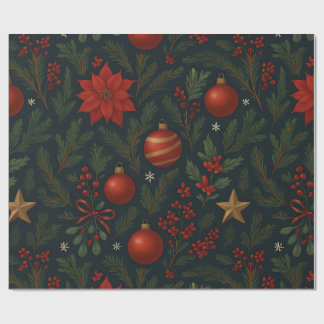 Charcoal Bloom - Charcoal Floral Holiday ラッピングペーパー