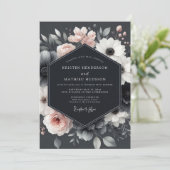 Charcoal Blush Blossom Elegance Wedding 招待状 (スタンド正面)