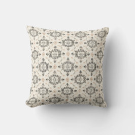 Charcoal & Blush French Damask Throw Pillow クッション