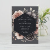 Charcoal Blush Poetic Wedding 招待状 (スタンド正面)