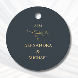 Charcoal Botanical Christian Wedding Thank You フェイバータグ