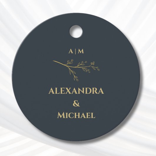 Charcoal Botanical Christian Wedding Thank You フェイバータグ