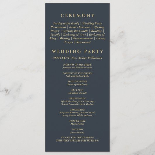 Charcoal Botanical Minimalist Christian Wedding プログラム (裏面)