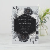 Charcoal Botanical Romance Wedding 招待状 (スタンド正面)