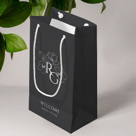 Charcoal | Chic Monogram Welcome Wedding Gift Bag スモールペーパーバッグ