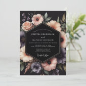 Charcoal Dusky Floral Wedding 招待状 (スタンド正面)