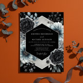 Charcoal Floral Gothic Romance Wedding 招待状
