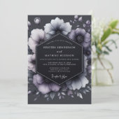 Charcoal Floral Moody Wedding 招待状 (スタンド正面)