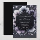 Charcoal Floral Moody Wedding 招待状 (正面/裏面)