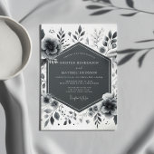 Charcoal Floral Moody Wedding 招待状