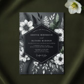 Charcoal Floral Opulent Wedding 招待状