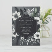 Charcoal Floral Opulent Wedding 招待状 (スタンド正面)