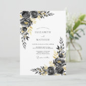 Charcoal Gilded Elegant Winter Wedding 招待状 (スタンド正面)