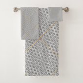 CHARCOAL GOLD ABSTRACT CIRCLES GRID BATH TOWEL SET バスタオルセット (インサイチュ)