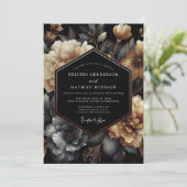 Charcoal Gold Chiaroscuro Wedding 招待状 (スタンド正面)