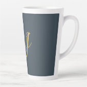 Charcoal Gold Color Monogram Professional Initial カフェラテマグ (右)