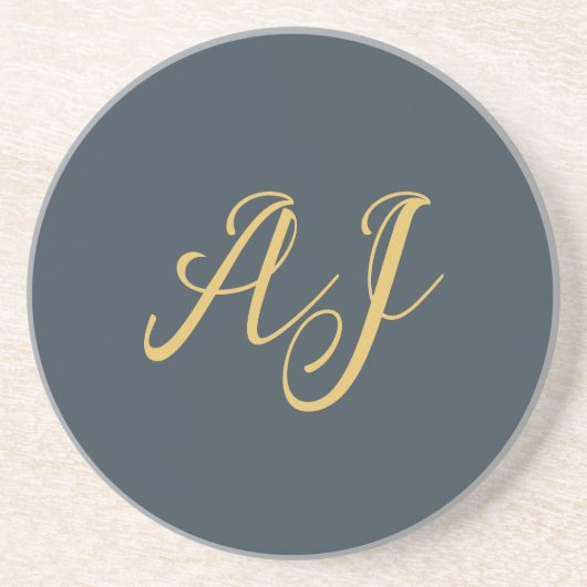 Charcoal Gold Color Monogram Professional Initial コースター (正面)