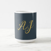 Charcoal Gold Color Monogram Professional Initial コーヒーマグカップ (中央)