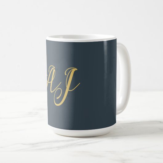 Charcoal Gold Color Monogram Professional Initial コーヒーマグカップ (正面右)