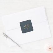 Charcoal Gold Color Monogram Professional Initial スクエアシール (封筒)