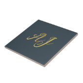 Charcoal Gold Color Monogram Professional Initial タイル (側面)