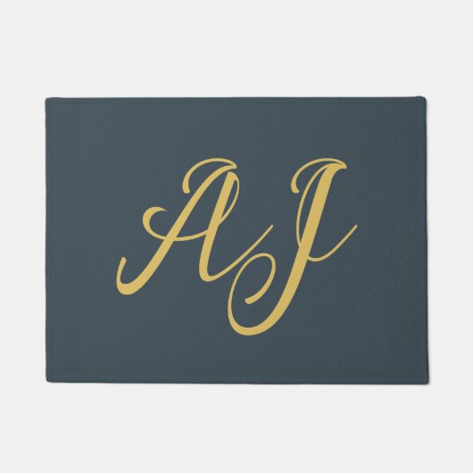 Charcoal Gold Color Monogram Professional Initial ドアマット (正面)