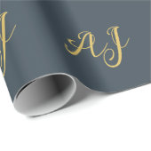 Charcoal Gold Color Monogram Professional Initial ラッピングペーパー (ロールコーナー)