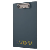 Charcoal Gold Name Personalized Custom Luxury Gift クリップボード (左)