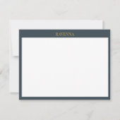 Charcoal Gold Name Personalized Custom Luxury Gift ノートカード (正面)