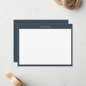 Charcoal Gold Name Personalized Custom Luxury Gift ノートカード (正面/裏面インサイチュ)