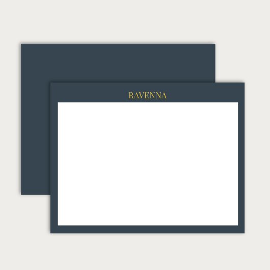 Charcoal Gold Name Personalized Custom Luxury Gift ノートカード