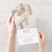 Charcoal & Gold Text Big Photo Monogram Wedding オールインワン招待状 (切り取り部)