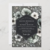 Charcoal Gothic Anemone Wedding 招待状 (正面)