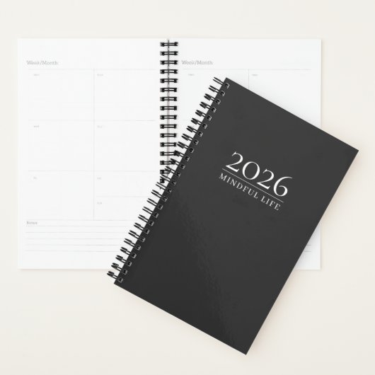 Charcoal Gray 2026 Planner | Custom Initials プランナー手帳 (ディスプレー)