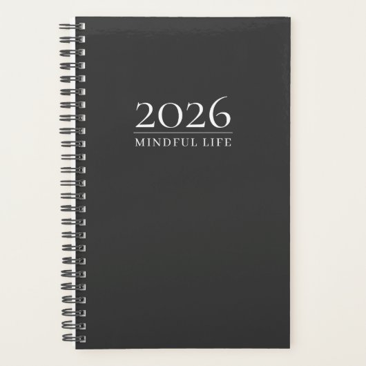 Charcoal Gray 2026 Planner | Custom Initials プランナー手帳 (正面)